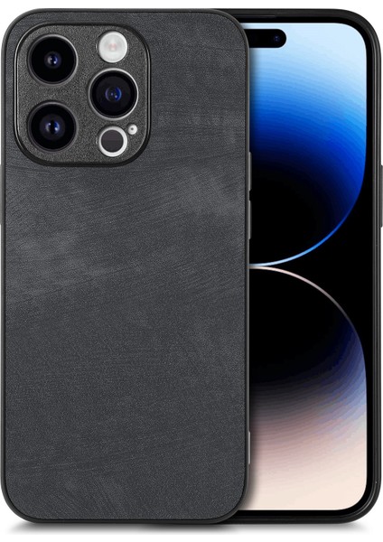 iPhone 15 Pro Max Darbeye Dayanıklı Ince Retro Deri Telefon Arka Kapağı (Yurt Dışından)