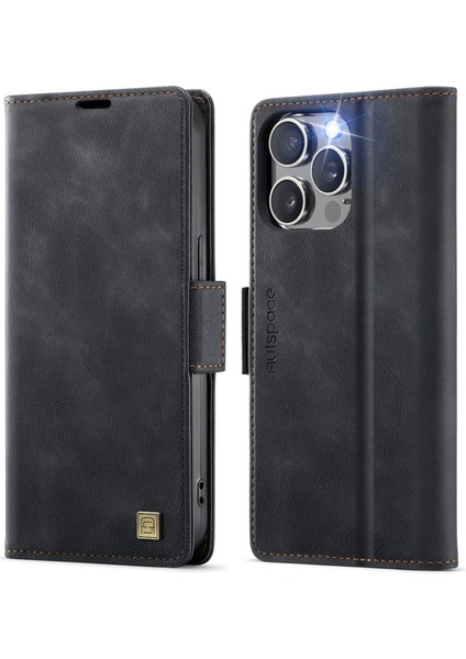 iPhone 15 Pro Rfıd Engelleme Retro Deri Telefon Cüzdan Kapağı (Yurt Dışından)