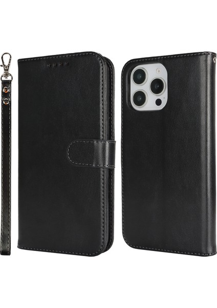 iPhone 16 Pro Max Dokulu Cüzdan Deri Kapaklı Telefon Kapağı (Yurt Dışından)