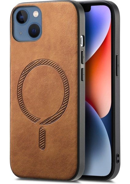 iPhone 14 Plus Deri Arka Kılıf Magsafe ile Uyumlu Ten-Dokunmatik Telefon Kapağı (Yurt Dışından)