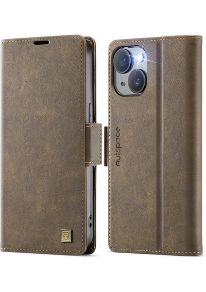 iPhone 15 Rfıd Engelleme Retro Deri Telefon Cüzdan Kapağı (Yurt Dışından)