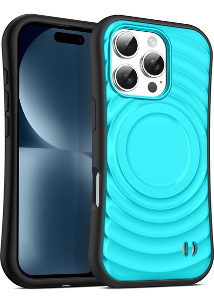 iPhone 16 Pro Dalgalı Eğriler Doku Ince Düşme Önleyici Pc + Tpu Arka Kapak Magsafe ile Uyumlu (Yurt Dışından)