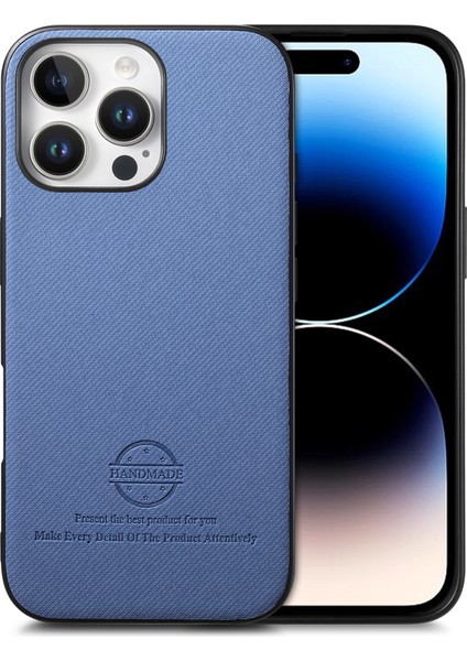 iPhone 14 Pro Kumaş Doku Deri + Pc + Tpu Düşmeyi Önleyici Telefon Kapağı (Yurt Dışından)
