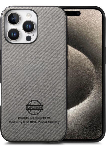 iPhone 15 Pro Kumaş Doku Deri + Pc + Tpu Düşmeyi Önleyici Telefon Kapağı (Yurt Dışından)