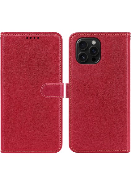 iPhone 14 Pro Deri Kılıf Litchi Doku Cüzdan Rfıd Engelleme Telefon Kapağı (Yurt Dışından)
