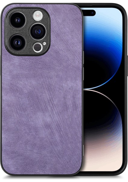 iPhone 15 Pro Darbeye Dayanıklı Ince Retro Deri Telefon Arka Kapağı (Yurt Dışından)