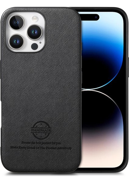 iPhone 14 Pro Kumaş Doku Deri + Pc + Tpu Düşmeyi Önleyici Telefon Kapağı (Yurt Dışından)