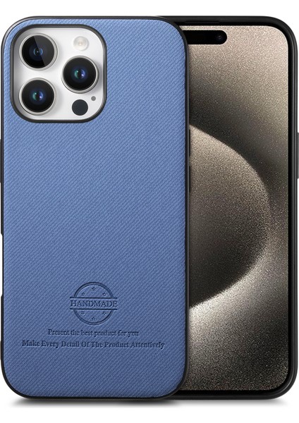 iPhone 15 Pro Kumaş Doku Deri + Pc + Tpu Düşmeyi Önleyici Telefon Kapağı (Yurt Dışından)
