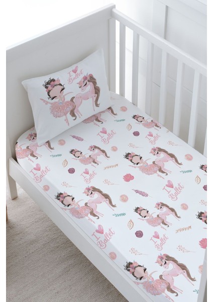 Anne Yanı Beşik Lastikli Çarşaf Seti - For Baby Serisi - Pembe Tütülü Balerin ve Unicorn fiyatları