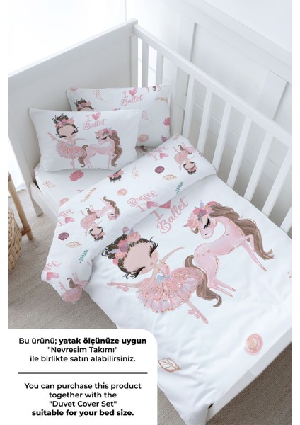 Anne Yanı Beşik Lastikli Çarşaf Seti - For Baby Serisi - Pembe Tütülü Balerin ve Unicorn modelleri