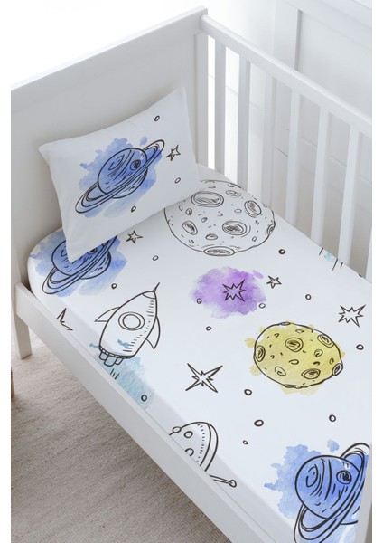 Anne Yanı Beşik Lastikli Çarşaf Seti - Iconic Serisi - Çizgisel Uzay fiyatları