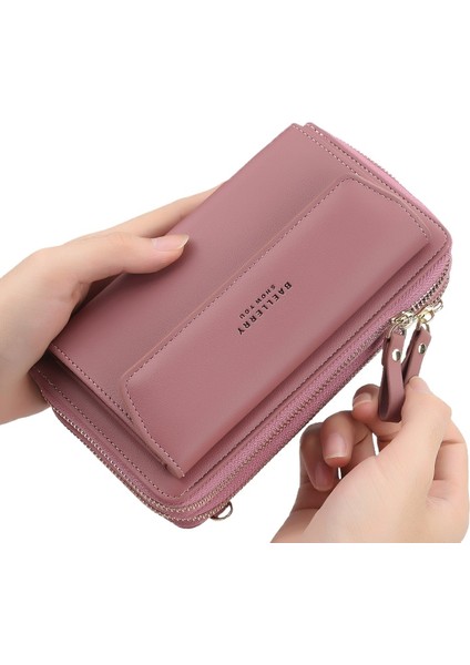 Bayan Uzun Cüzdan Çift Fermuarlı Büyük Kapasiteli Çapraz Çanta Kadın Moda Çok Yönlü Cep Telefonu Çantası (Yurt Dışından)