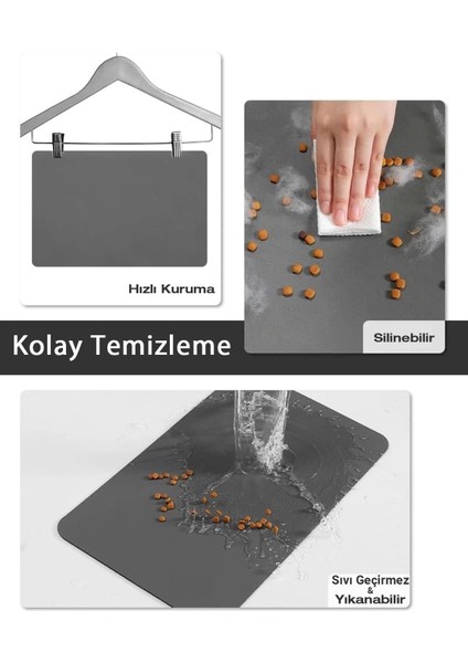 Pati Süper Mood Deri Yumaklı Kedi Krem Beslenme Matı Kaymaz Su Geçirmez Kedi Köpek Mama Paspası 50X70cm modelleri