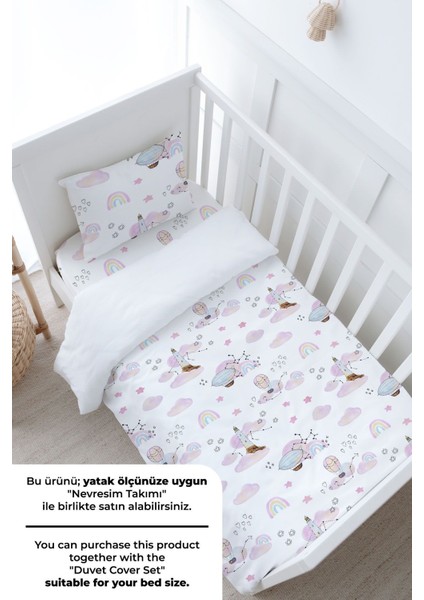 Anne Yanı Beşik Lastikli Çarşaf Seti - Iconic Serisi - Pembe Hava Balonlu Gökkuşağı modelleri