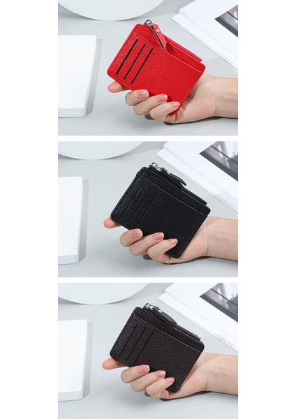 Kart Tutucu Kadın Fermuarlı Çoklu Kart Yuvası Kadın Kart Tutucu Para Cüzdanı Ultra Ince Cüzdan Kadın (Yurt Dışından)