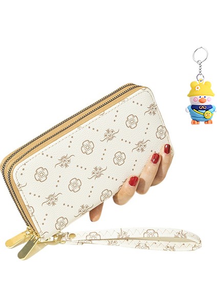Çift Fermuarlı Clutch Baskılı Cüzdan Kadın Uzun Büyük Kapasiteli Çift Katmanlı Cüzdan Cep Telefonu Küçük (Yurt Dışından)