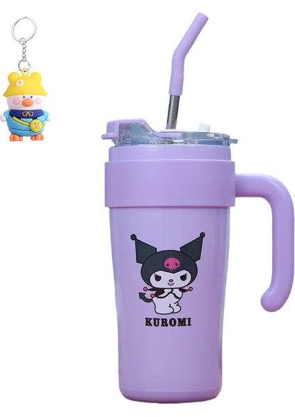 304 Paslanmaz Çelik Termos Bardak Sanrio Buz Bardak Büyük Kapasiteli Kolu Bardak Karikatür Pipetli Bardak (Yurt Dışından)