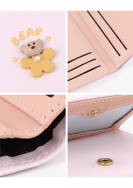 Sevimli Kadın Cüzdan Katlanır Çoklu Kart Yuvası Ayı Öğrenci Cüzdan Kart Tutucu (Yurt Dışından) indirimleri