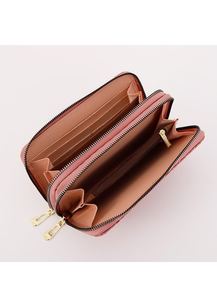 Cüzdan Kadın Uzun Çift Fermuar Büyük Kapasiteli Clutch Kadın Cep Telefonu Çantası (Yurt Dışından)