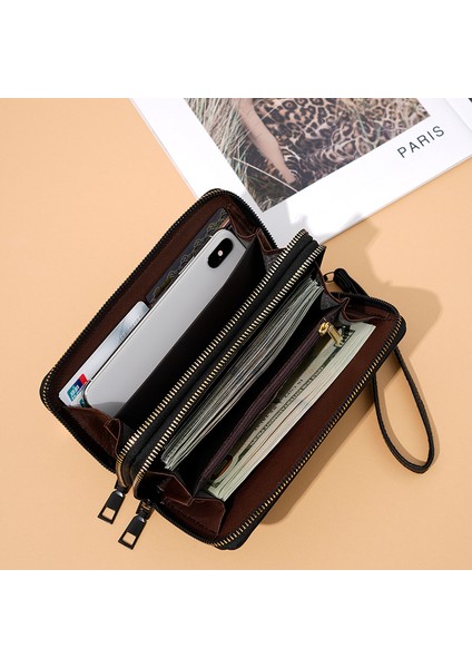 Bayan Cüzdan Moda Degrade Renk Çift Çekme Büyük Kapasiteli Çoklu Kart Yuvası Cep Telefonu Çantası Clutch Çantası (Yurt Dışından) fiyatları