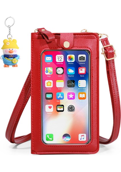 Cep Telefonu Çantası Kadın Çok Fonksiyonlu Dokunmatik Ekran Tek Omuz Crossbody Küçük Çanta Şeffaf Cep (Yurt Dışından)