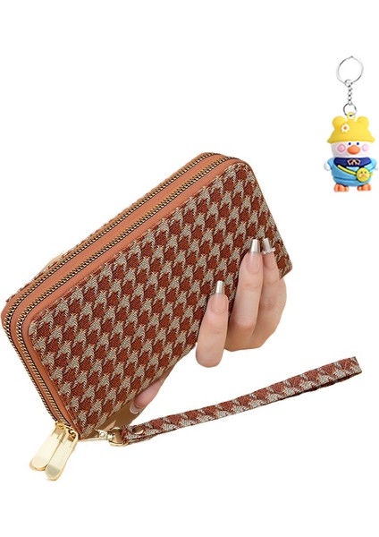 Cüzdan Kadın Uzun Bayan Moda Çift Fermuarlı Büyük Kapasiteli Clutch Kart Tutucu (Yurt Dışından)