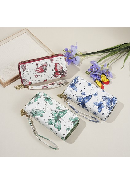 Bayan Cüzdanı Moda Basit Atmosferik Cep Telefonu Çantası Çift Fermuarlı Clutch Kart Tutucu (Yurt Dışından)