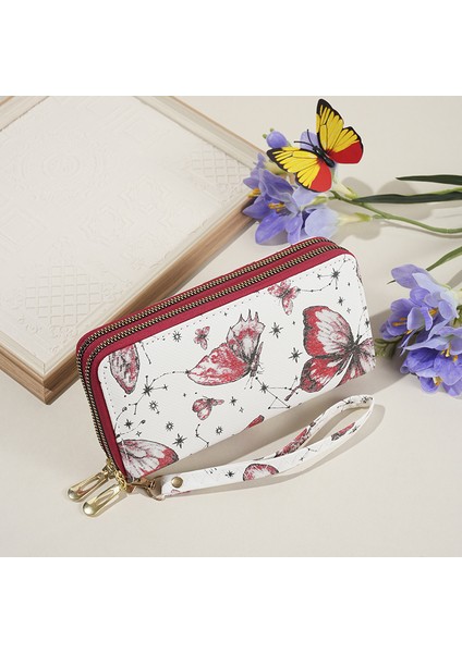 Bayan Cüzdanı Moda Basit Atmosferik Cep Telefonu Çantası Çift Fermuarlı Clutch Kart Tutucu (Yurt Dışından)