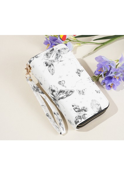 Bayan Cüzdanı Moda Basit Atmosferik Cep Telefonu Çantası Çift Fermuarlı Clutch Kart Tutucu (Yurt Dışından)