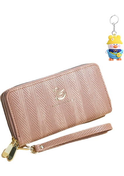 Bayanlar Cüzdan Uzun Moda Büyük Kapasiteli Çift Fermuarlı Clutch Kart Tutucu (Yurt Dışından)