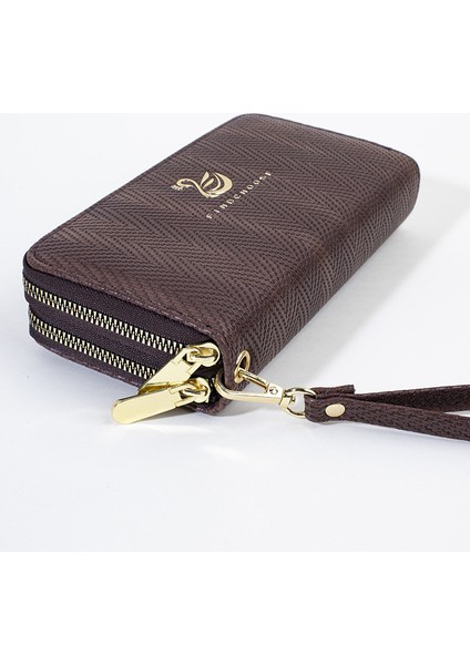 Bayanlar Cüzdan Uzun Moda Büyük Kapasiteli Çift Fermuarlı Clutch Kart Tutucu (Yurt Dışından)