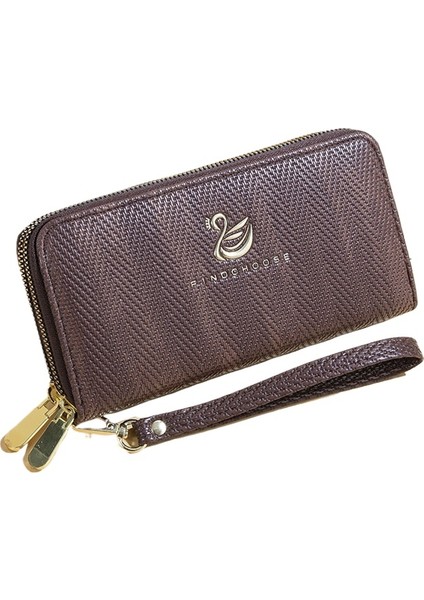Bayanlar Cüzdan Uzun Moda Büyük Kapasiteli Çift Fermuarlı Clutch Kart Tutucu (Yurt Dışından)