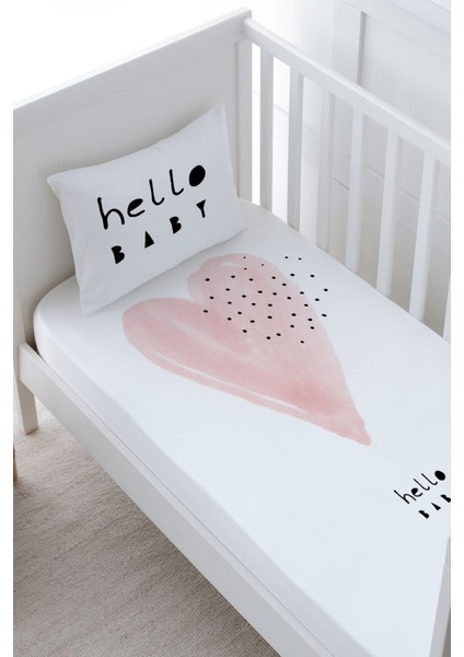 Anne Yanı Beşik Lastikli Çarşaf Seti (55X95) - Pure Baby Serisi - Pembe Romantik Kalp fiyatları