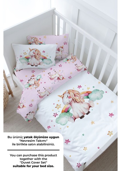Bebek Boy Lastikli Çarşaf Seti - For Baby Serisi - Gökkuşaklı Unicorn modelleri