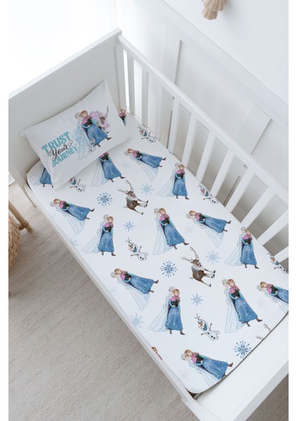 Bebek Boy Lastikli Çarşaf Seti - Cartoon Serisi - Elsa ve Anna