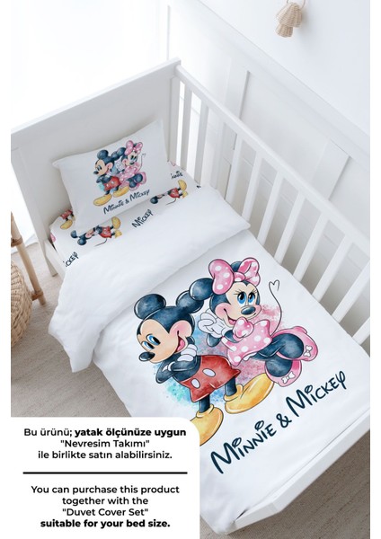 Bebek Boy Lastikli Çarşaf Seti - Cartoon Serisi - Minnie&mickey modelleri