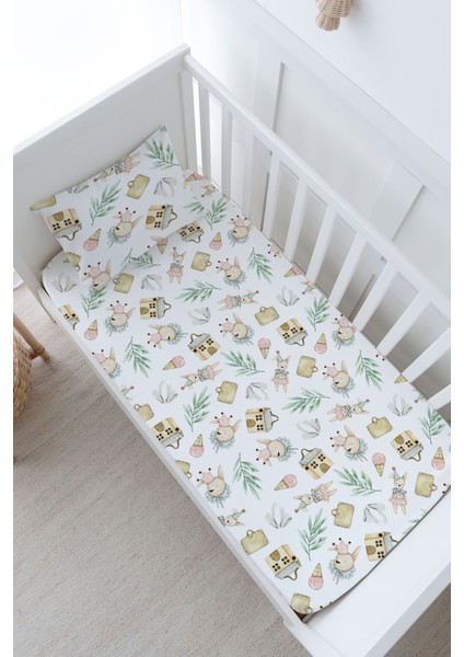 Bebek Boy Lastikli Çarşaf Seti - Iconic Serisi - Antika Soytarı Oyuncak Ayı