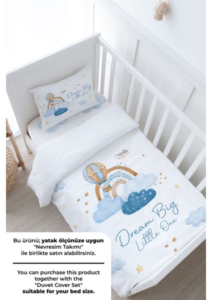 Bebek Boy Lastikli Çarşaf Seti - Iconic Serisi - Mavi Bulutlar ve Balon modelleri