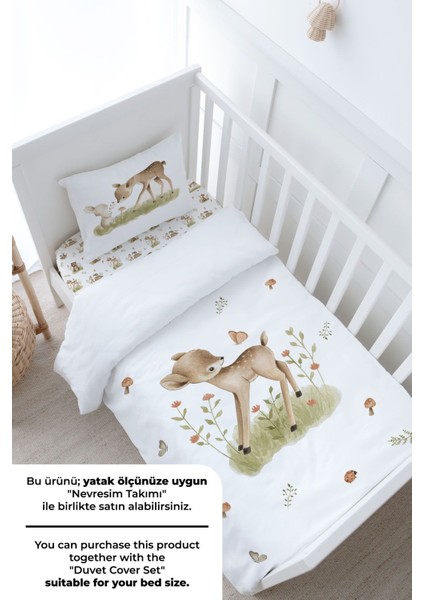 Bebek Boy Lastikli Çarşaf Seti - Iconic Serisi - Kelebekle Oynayan Ceylan modelleri