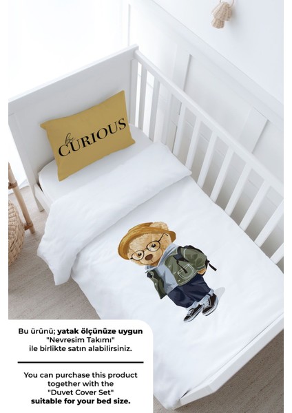 Bebek Boy Lastikli Çarşaf Seti - Pure Baby Serisi - Gözlüklü Ayıcık modelleri