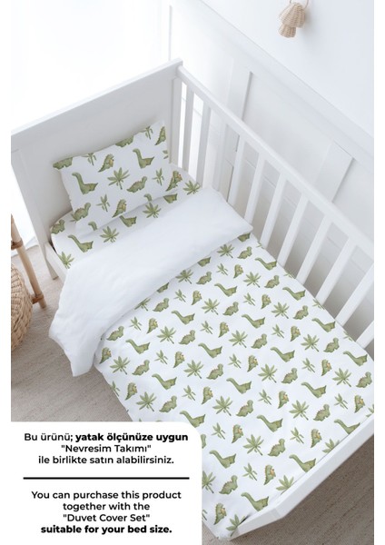 Bebek Boy Lastikli Çarşaf Seti - Iconic Serisi - Yeşil Dinazorlar modelleri