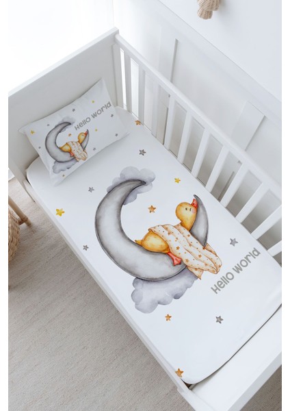 Bebek Boy Lastikli Çarşaf Seti - Pure Baby Serisi - Ayda Uyuyan Ördek