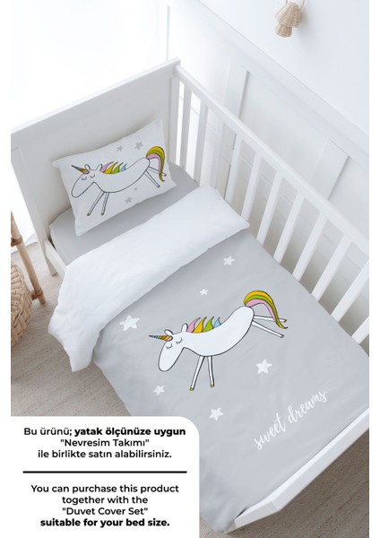 Bebek Boy Lastikli Çarşaf Seti - Pure Baby Serisi - Doodle Unicorn modelleri