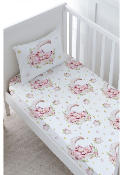 Anne Yanı Beşik Lastikli Çarşaf Seti (55X95) - For Baby Serisi - Ayda Uyuyan Unicorn