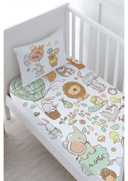 Bebek Boy Lastikli Çarşaf Seti - Iconic Serisi - Sevimli Hayvanat Bahçesi fiyatları