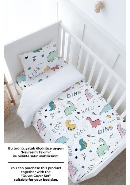 Bebek Boy Lastikli Çarşaf Seti - Iconic Serisi - Şirin Dinazorlar modelleri