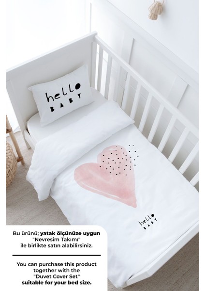 Bebek Boy Lastikli Çarşaf Seti - Pure Baby Serisi - Pembe Romantik Kalp modelleri