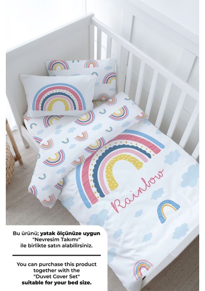 Bebek Boy Lastikli Çarşaf Seti - For Baby Serisi - Pembe Gökkuşağı modelleri