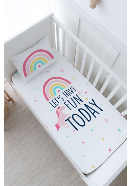 Bebek Boy Lastikli Çarşaf Seti - Pure Baby Serisi - Unicorn Fun