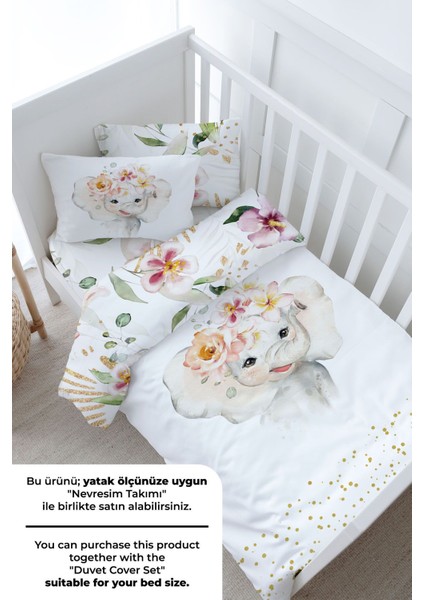 Bebek Boy Lastikli Çarşaf Seti - For Baby Serisi - Suluboya Fil modelleri
